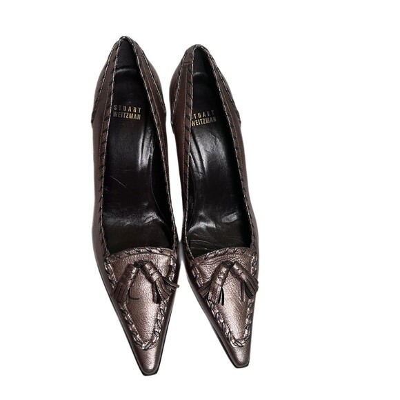 Stewat Weitzman Bronze Patten Leather Pointed Toe 2 In. Heels Tassels 8.5 Spain - Picture 6 of 10